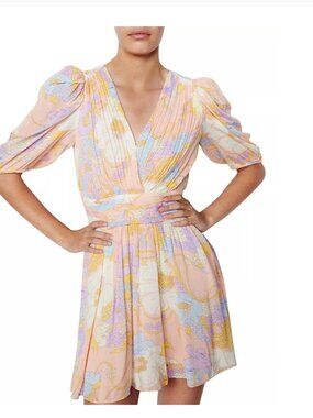 ba&sh Noam Puff Sleeve Mini Dress Size Small